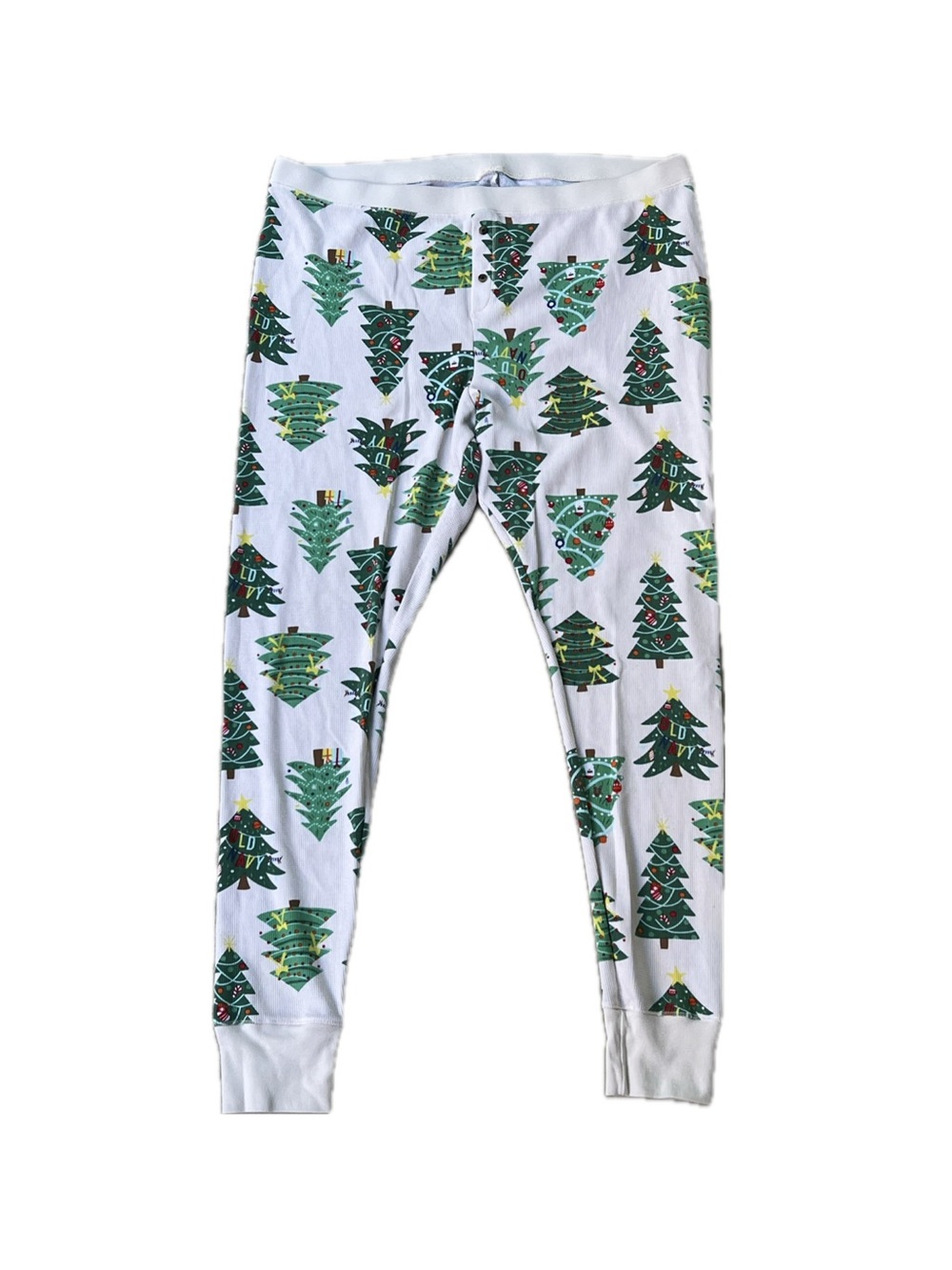 Old Navy | Cream Leggings Green Christmas Tree Print Size XXL Tall
